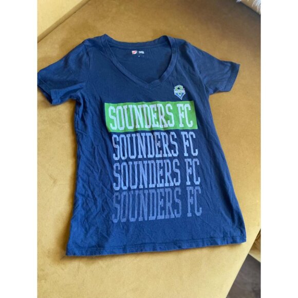 Seattle Sounders FC Women's T-Shirt Size M Navy V-Neck MLS Campus Lifestyle - Picture 1 of 4